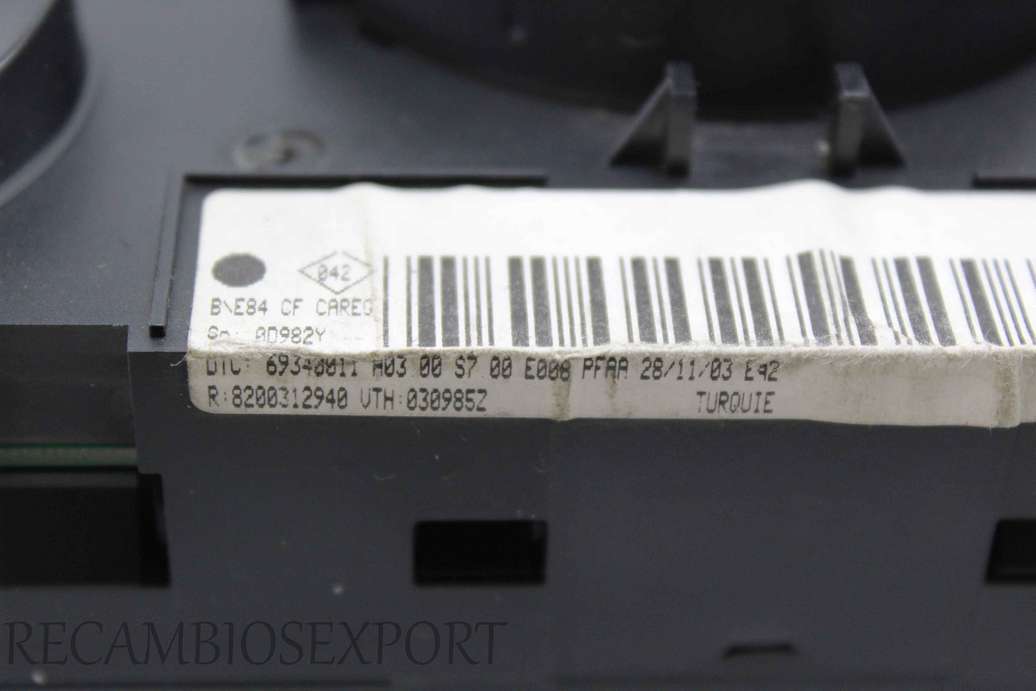 Panel de clima Renault Megane 8200312940 69340009 H0300S700E008 H03 00 S7 00 E008 - foto 3
