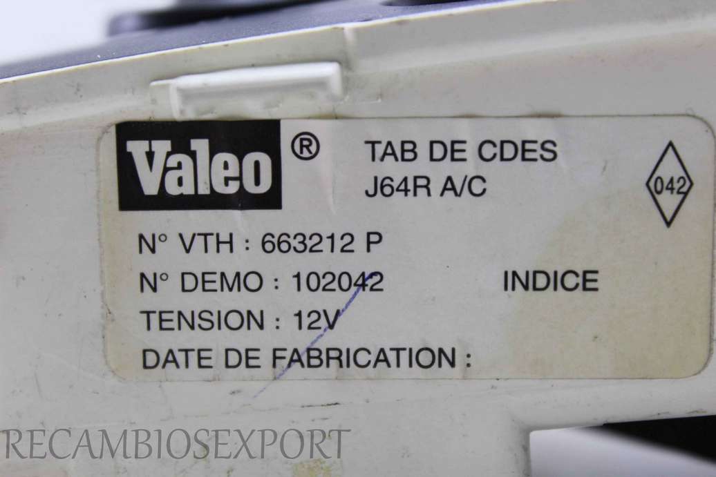 Panel de clima Renault Scenic Megane J64P101545J J64P 101545 J 663212P 663212 P Valeo - foto 3