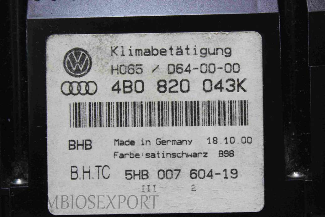 Panel de clima Audi A6 4B0820043K 4B0 820 043 K 5HB00760419 5HB 007 604-19 - foto 2