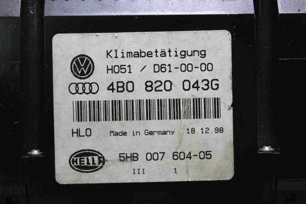 Panel de clima Audi A6 A4 4B0820043G 4B0 820 043G Hella 5HB00760405 5HB 007 604-05 - foto 2