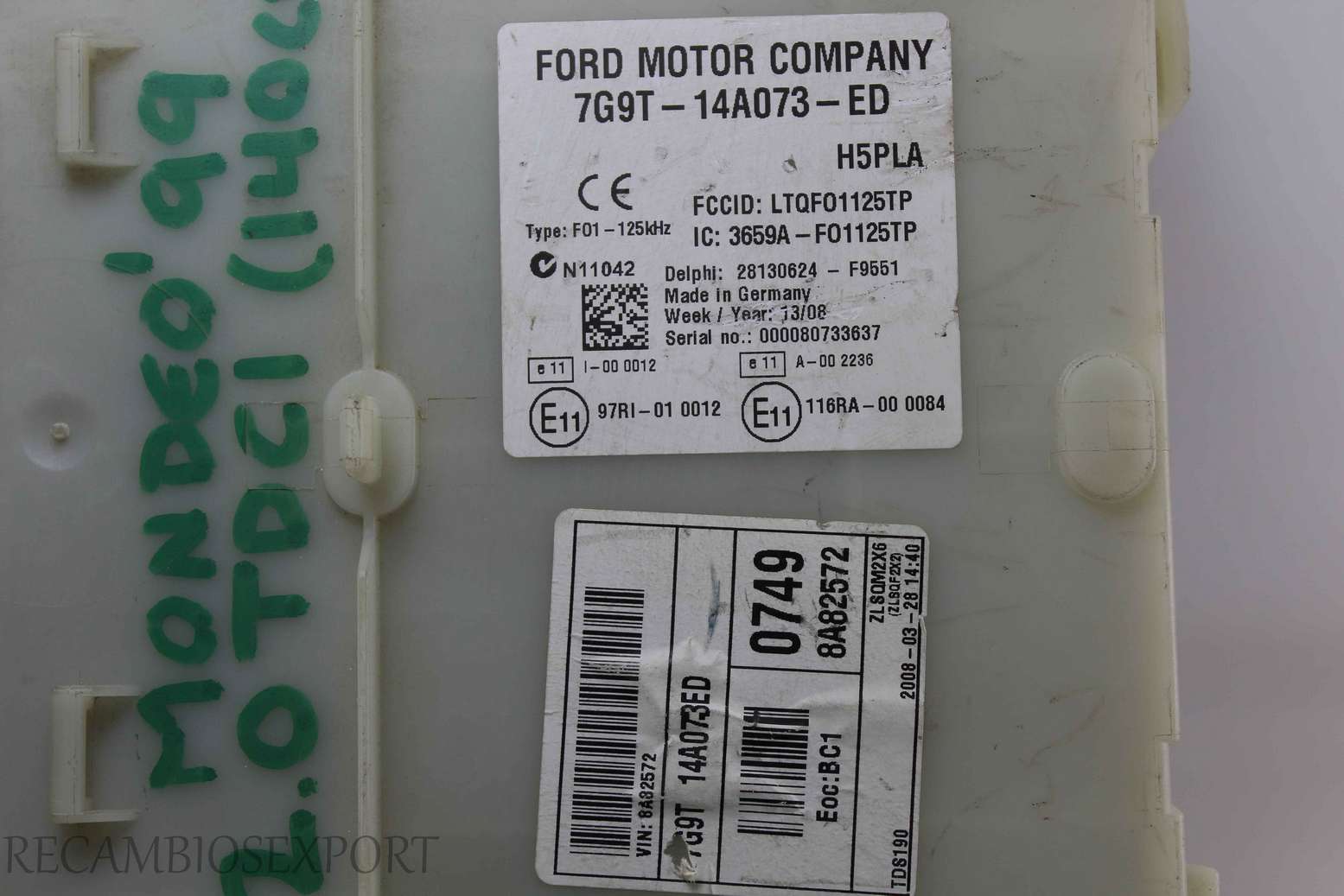 Caja de fusibles Ford Mondeo 7G9T14A073ED 7G9T-14A073-ED LTQF01125TP 3659AF01125TP 3659A-F01125TP - foto 2