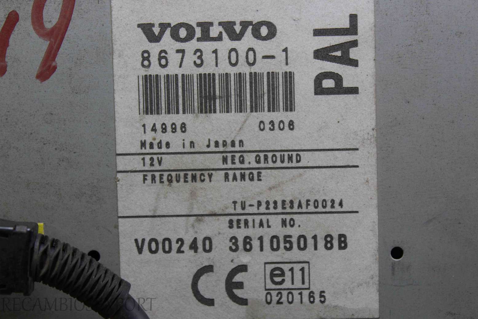 Sistema de navegación Volvo V70 86731001 8673100-1 TU-P23E3AF0024 D8666725001 D-8666725-001 - foto 2