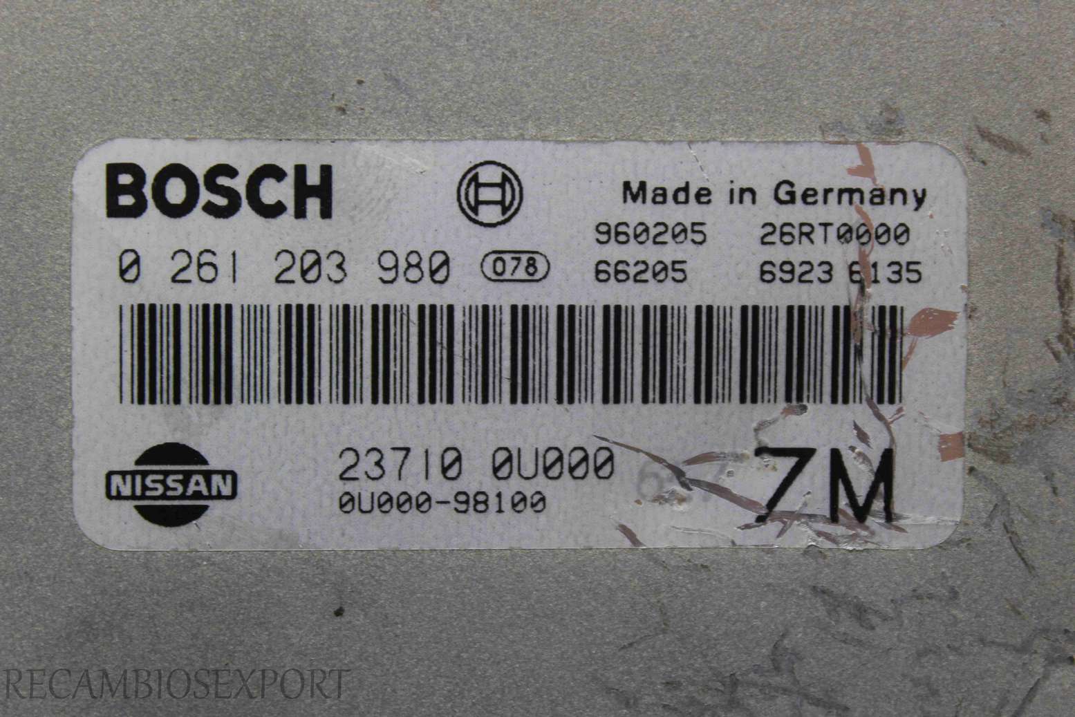 Centralita del motor Nissan Micra 237100U000 23710 0U000 0U00098100 0U000-98100 Bosch 0261203980 0 261 203 980 - foto 2