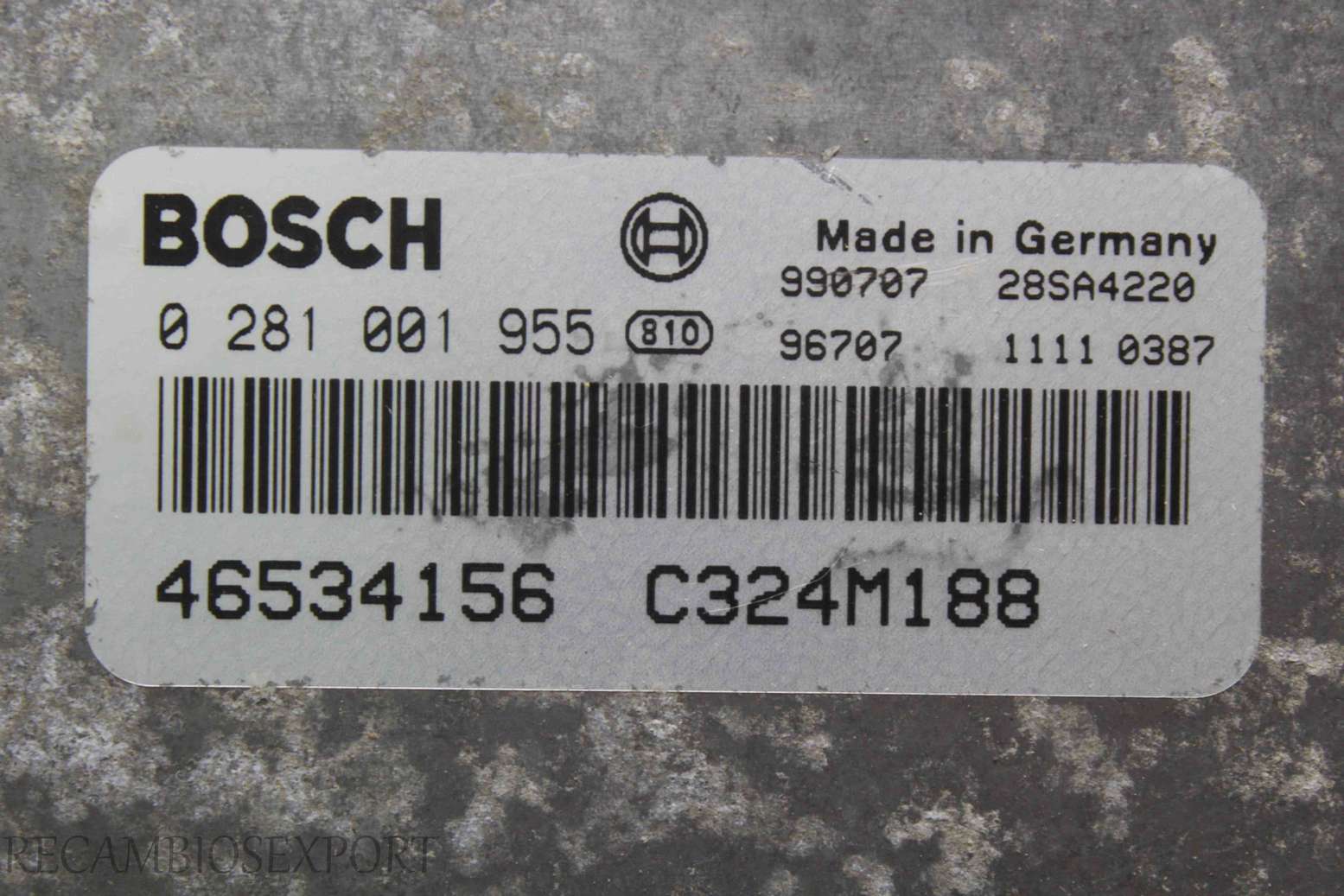 Centralita del motor Fiat Punto 46534156 C324M188 Bosch 0281001955 0 281 001 955 - foto 2