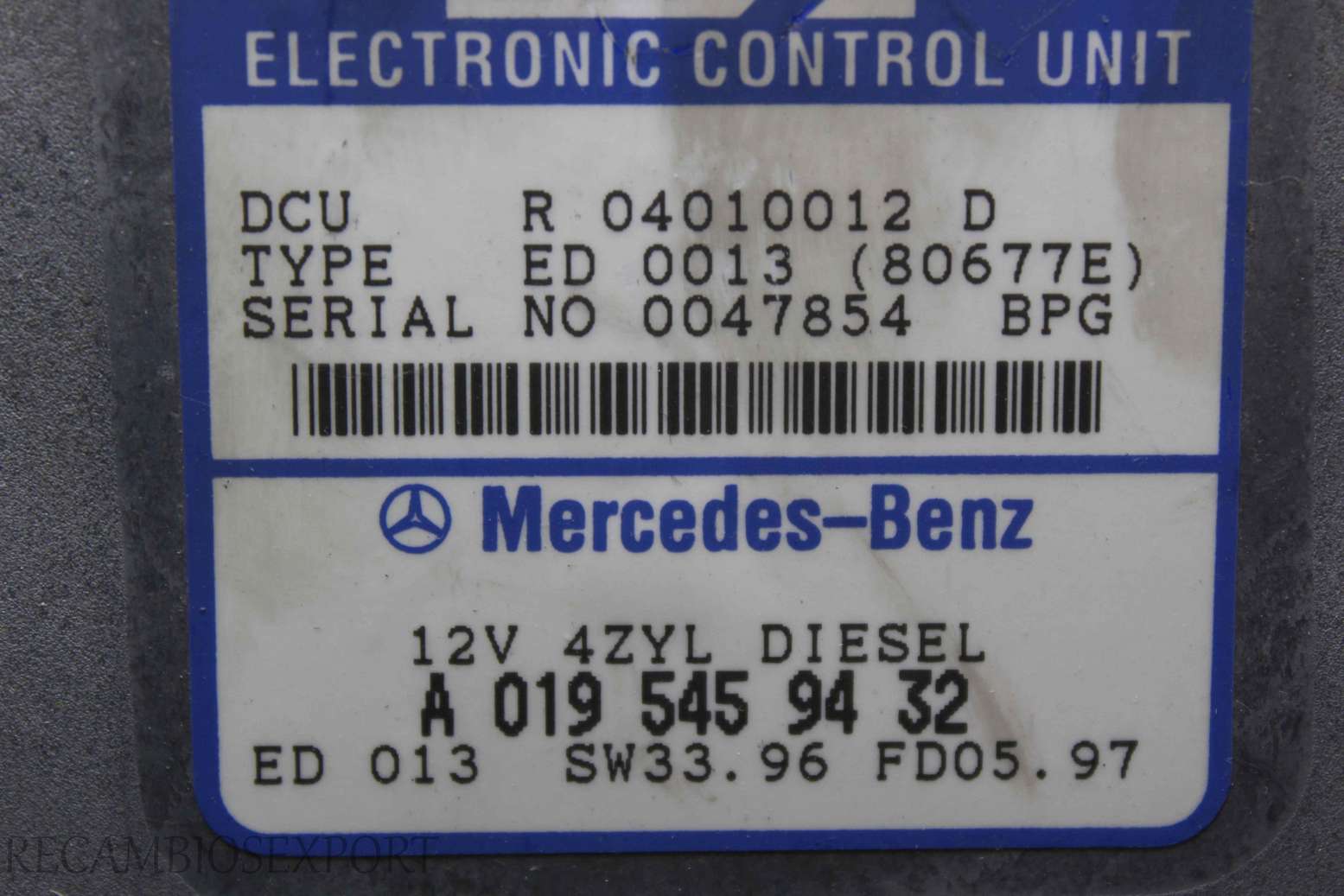 Centralita del motor Mercedes W202 W210 A0195459432 A 019 545 94 32 R04010012D R 04010012 D - foto 2