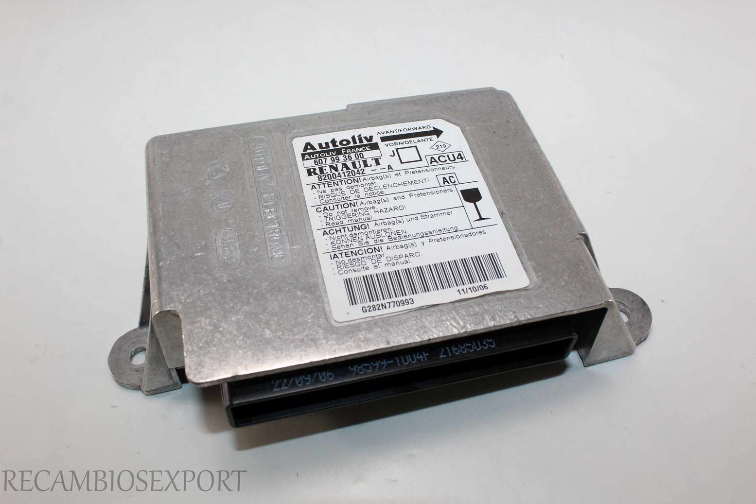 Centralita de airbag Renault Scenic Megane 8200412042A 8200412042--A AC ACU4 Autoliv 607993600 607 99 36 00 - foto 1