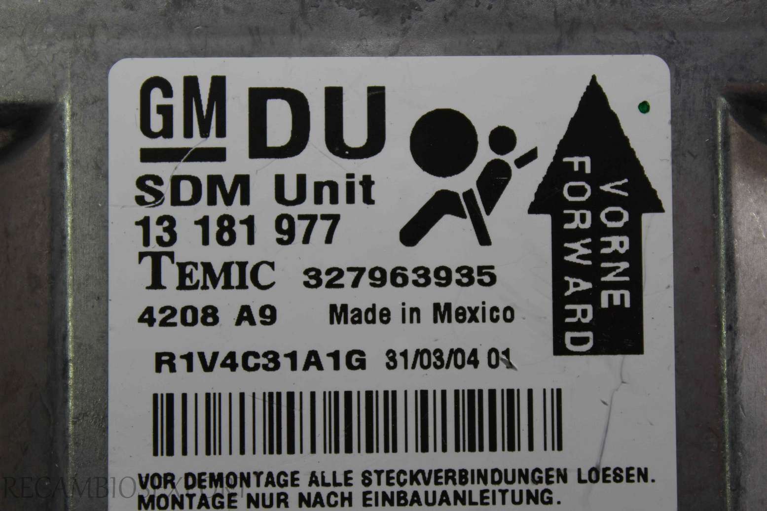 Centralita de airbag Opel Astra 13181977 13 181 977 GM Temic 327963935 - foto 2