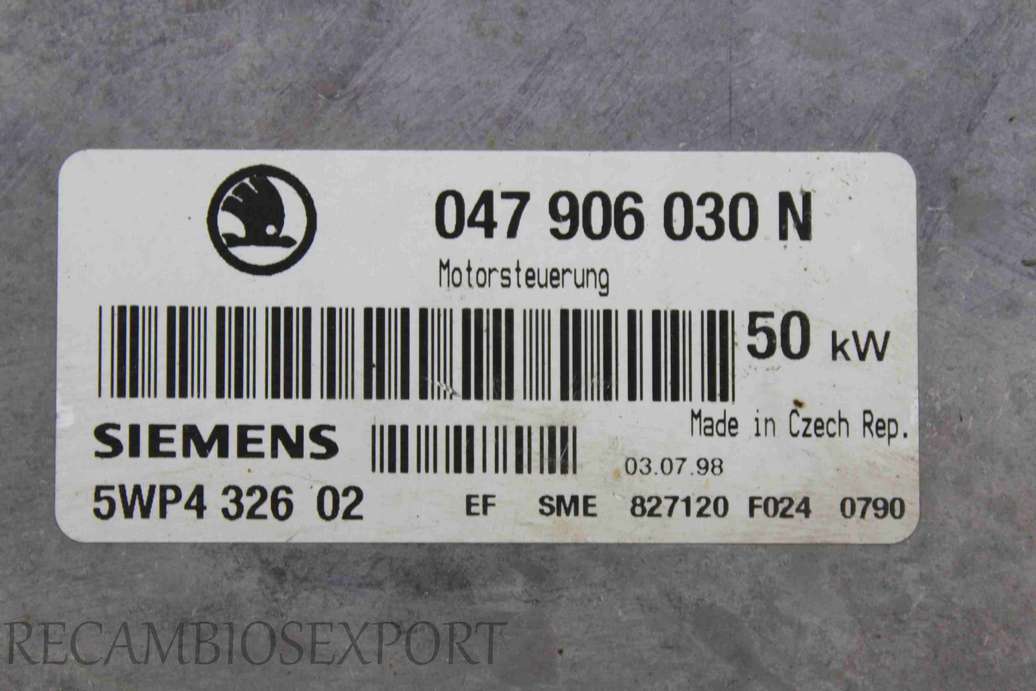 Centralita del motor Skoda Felicia 047906030N 047 906 030 N Siemens 5WP432602 5WP4 326 02 - foto 2