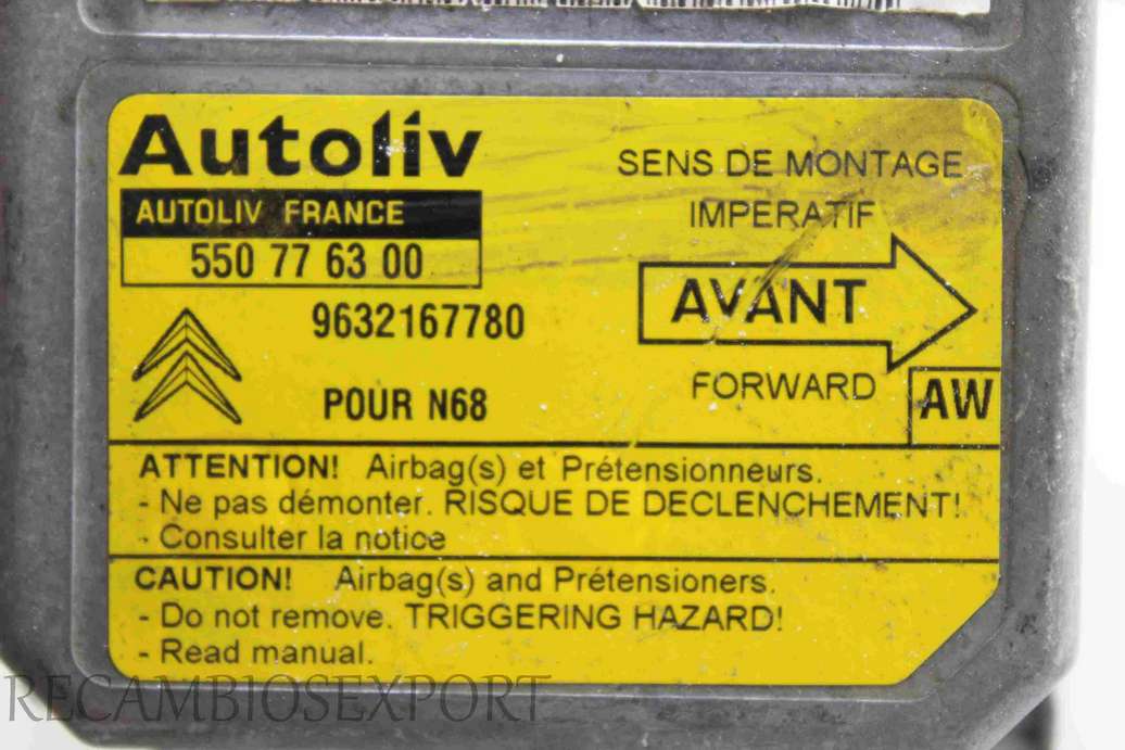 Centralita de airbag Citroen Xsara Picasso 9632167780 Autoliv 550776300 550 77 63 00 AW - foto 2
