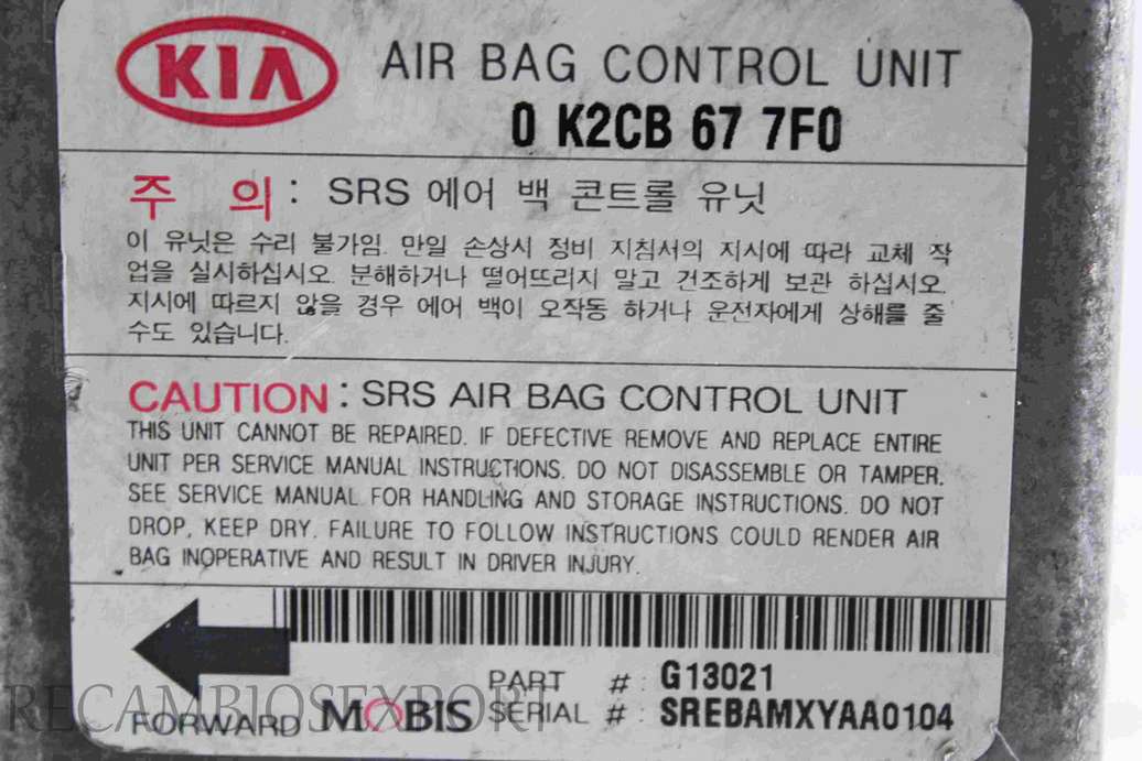 Centralita de airbag Kia Carens 0K2CB677F0 0 K2CB 67 7F0 - foto 2