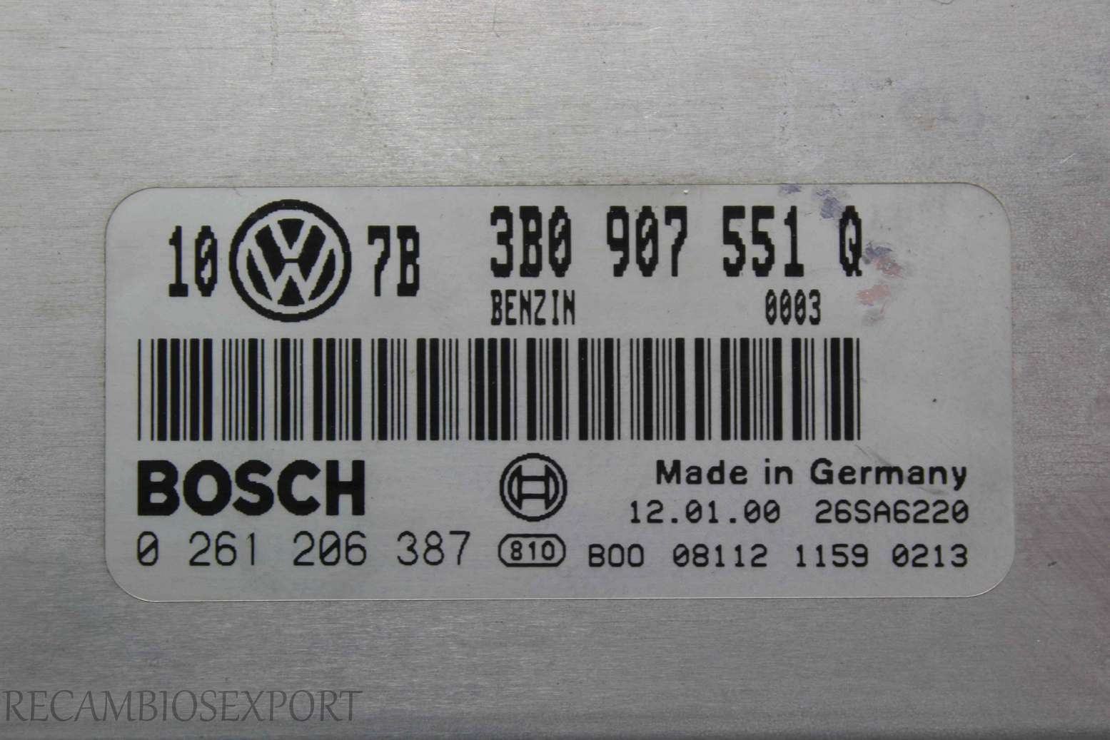 Centralita del motor VW Passat 3B0907551Q 3B0 907 551 Q Bosch 0261206387 0 261 206 387 - foto 2
