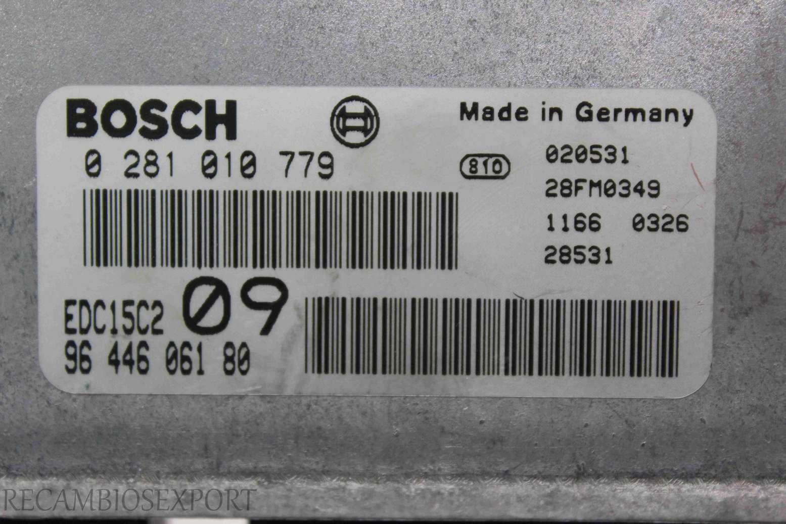 Centralita del motor Peugeot 307 9644606180 96 446 061 80 Bosch 0281010779 0 281 010 779 EDC15C2 - foto 2