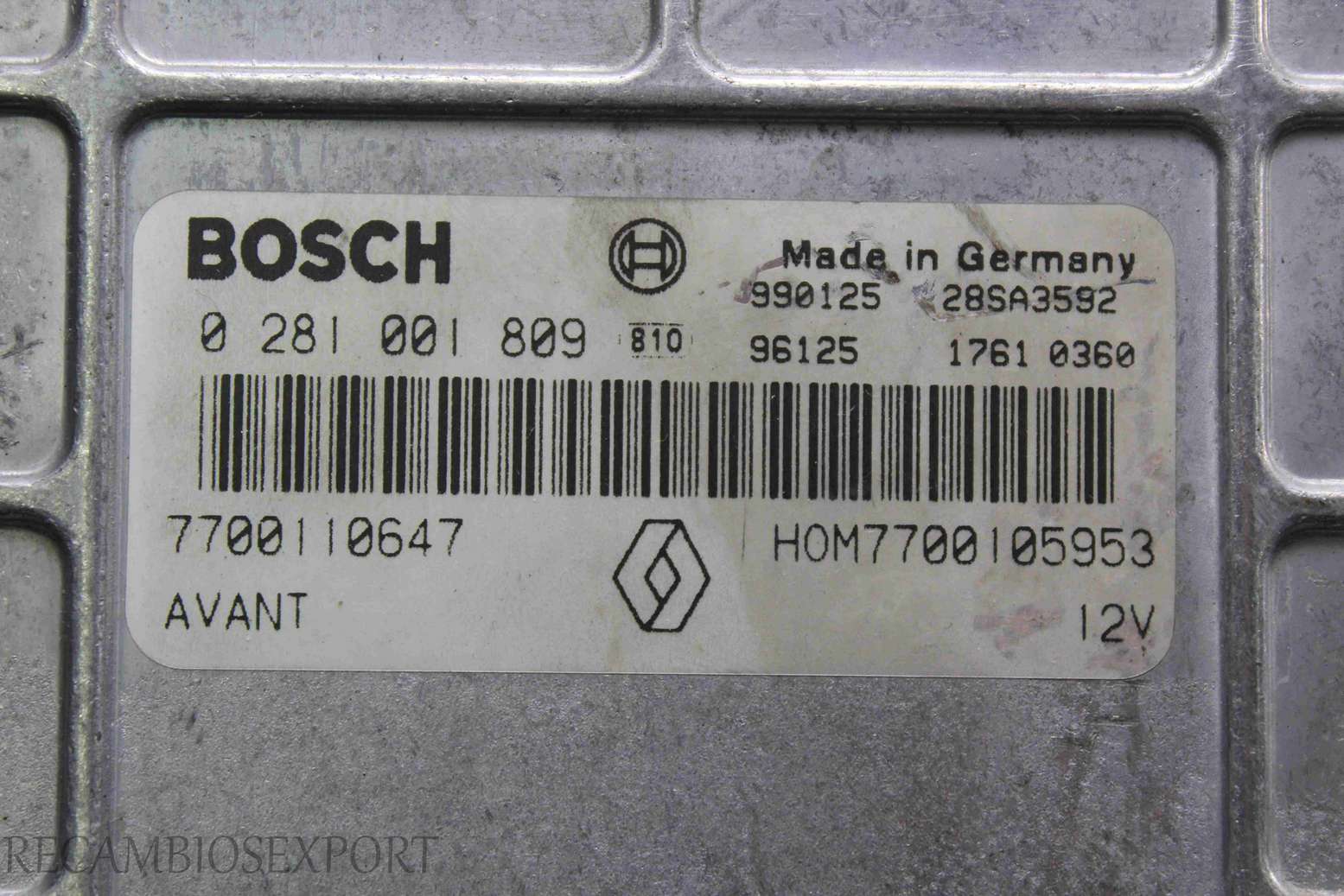 Centralita del motor Renault Scenic Avant Megane 7700110647 HOM7700105953 BOSCH 0281001809 0 281 001 809 - foto 2