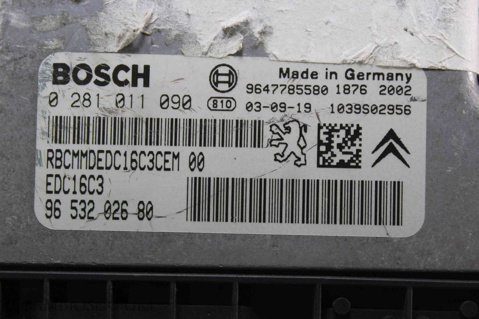 Centralita del motor Peugeot 307 9653202680 96 532 026 80 9647785580 Bosch 0281011090 0 281 011 090 EDC16C3 - foto 2
