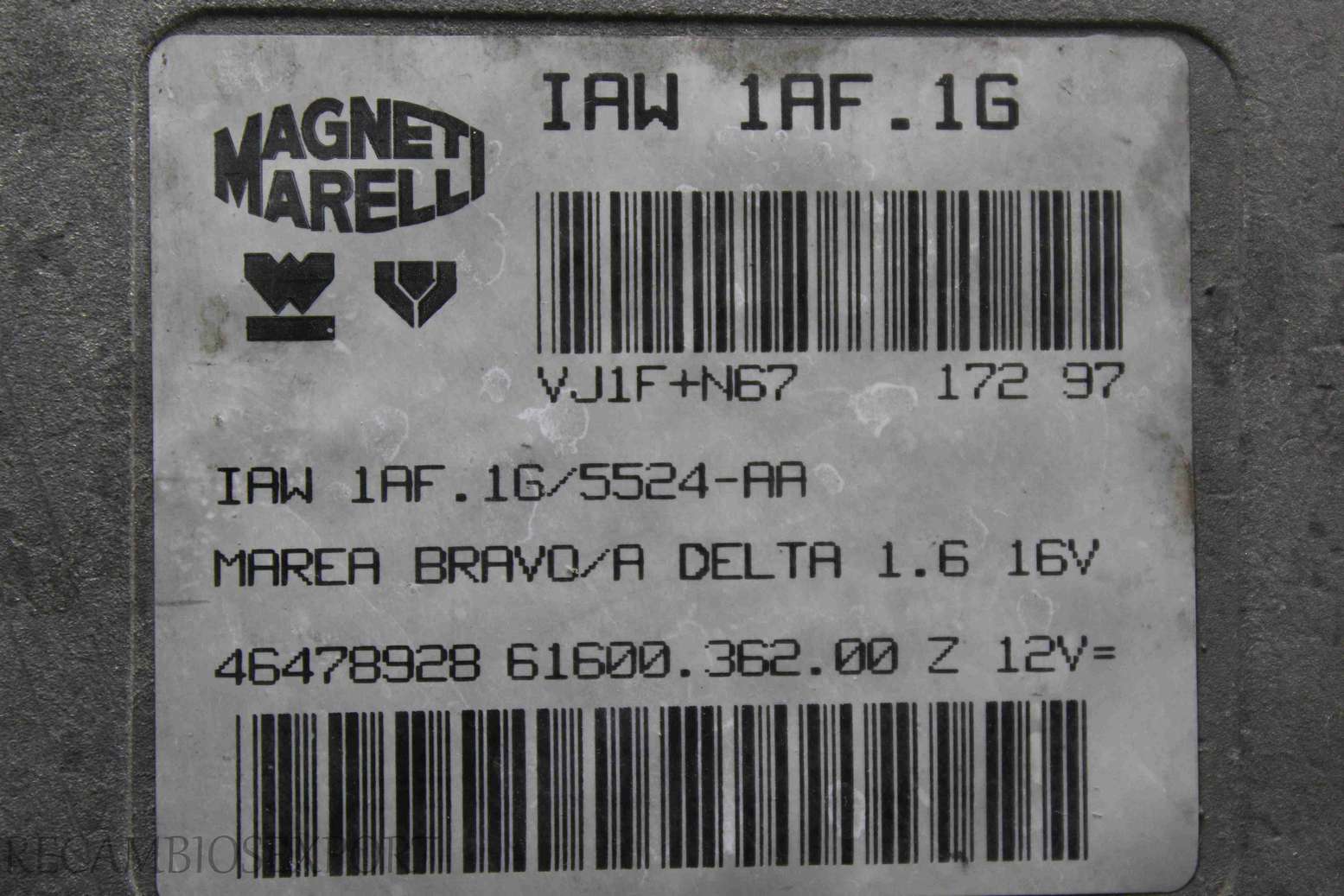 Centralita del motor Fiat Marea Bravo Lancia 46478928 Magneti Marelli 6160036200 61600.362.00 IAW1AF1G IAW 1AF.1G - foto 2