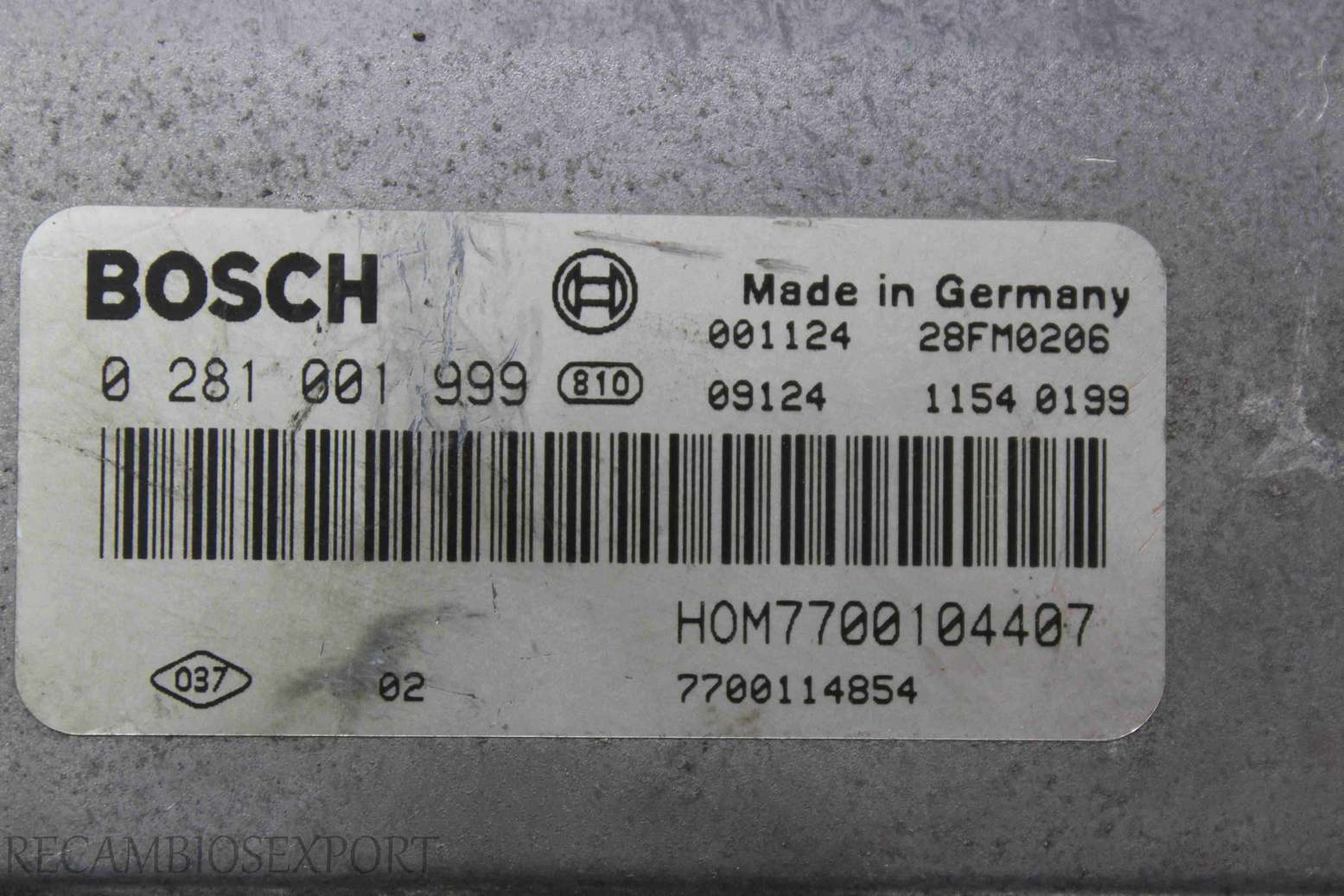 Centralita del motor Renault Espace HOM7700104407 7700114854 Bosch 0281001999 0 281 001 999 - foto 2