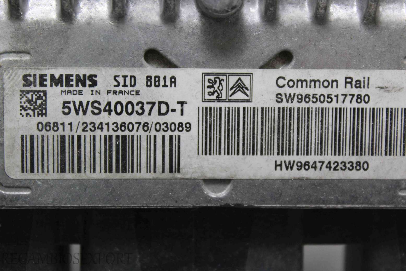 Centralita del motor Peugeot 406 SW9650517780 HW9647423380 Siemens 5WS40037DT 5WS40037D-T - foto 2