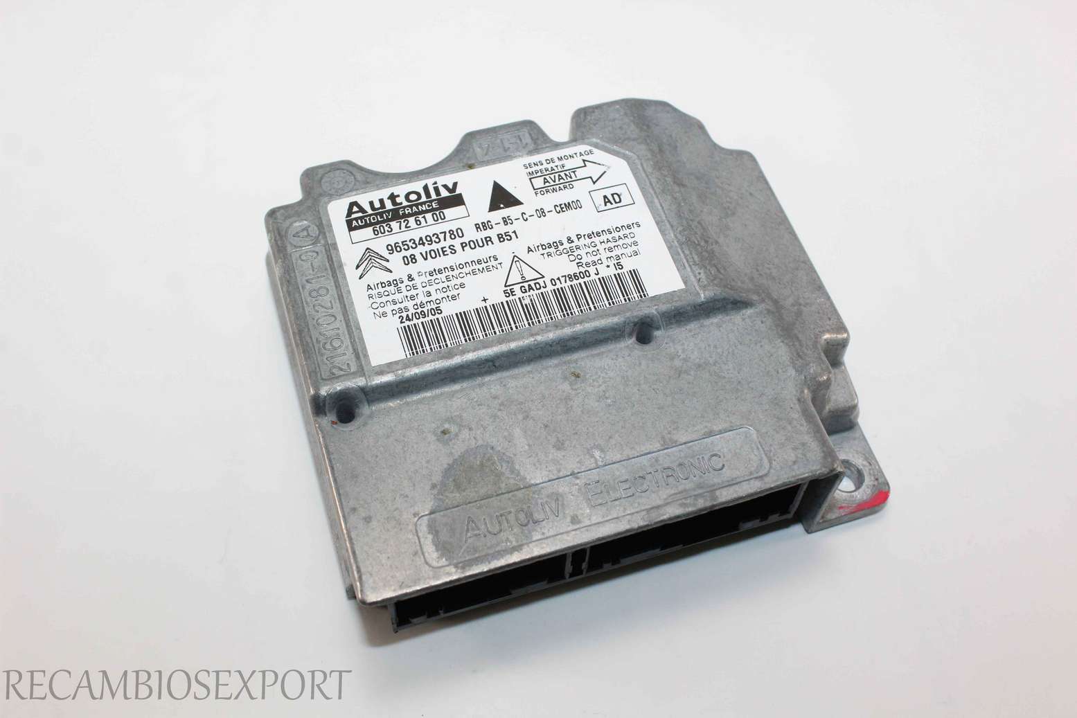 Centralita de airbag Citroen C4 9653493780 AD Autoliv 603726100 603 72 61 00 - foto 1