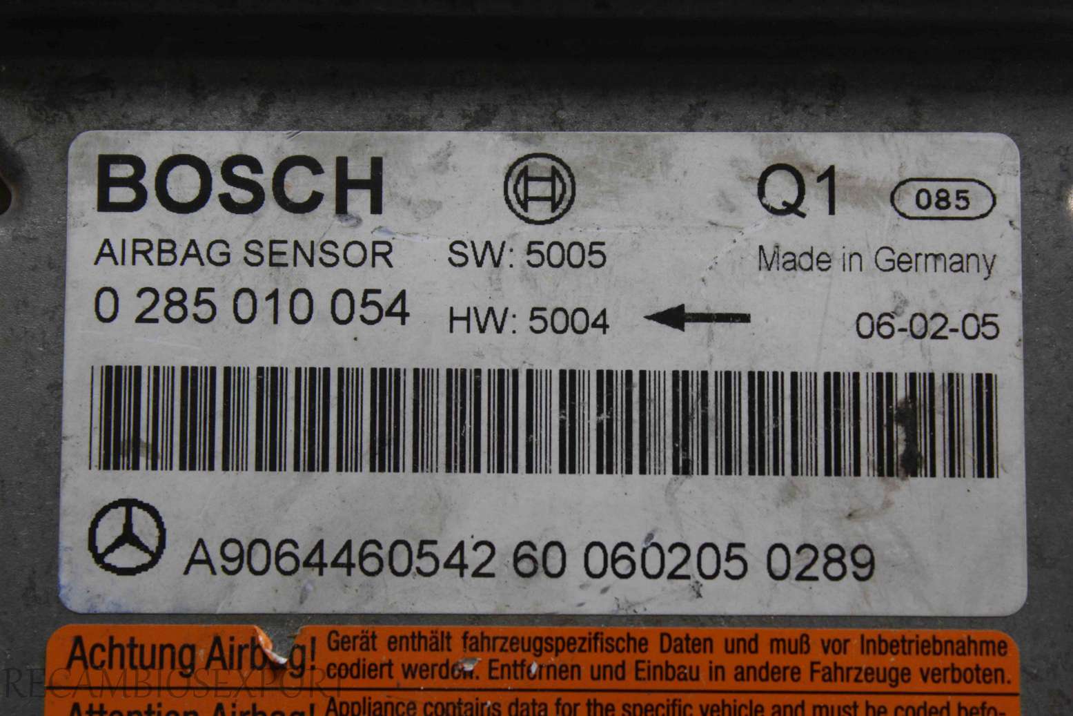 Centralita de airbag Mercedes W906 A9064460542 Bosch 0285010054 0 285 010 054 Q1 - foto 2