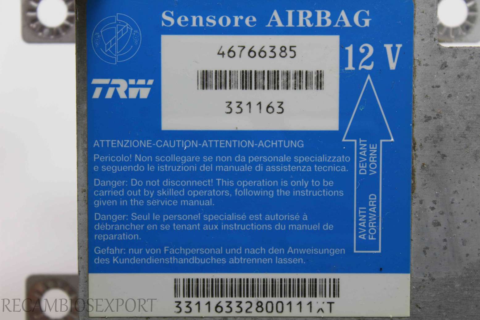 Centralita de airbag Fiat Punto 46766385 331163 - foto 2