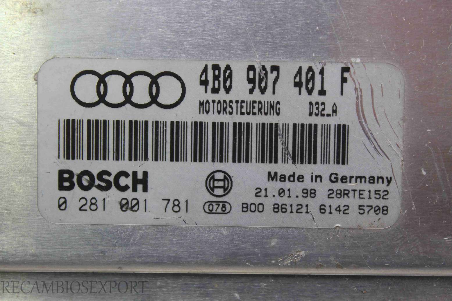 Centralita del motor Audi A6 4B0907401F 4B0 907 401 F Bosch 0281001781 0 281 001 781 - foto 2