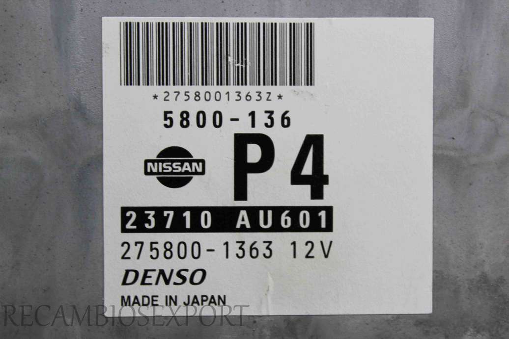 Centralita del motor Nissan Primera 23710AU601 23710 AU601 5800136 5800-136 2758001363 275800-1363 Denso - foto 2