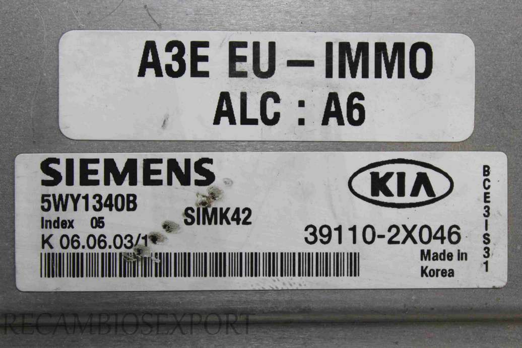 Centralita del motor Kia Rio 391102X046 39110-2X046 Siemens 5WY1340B - foto 2