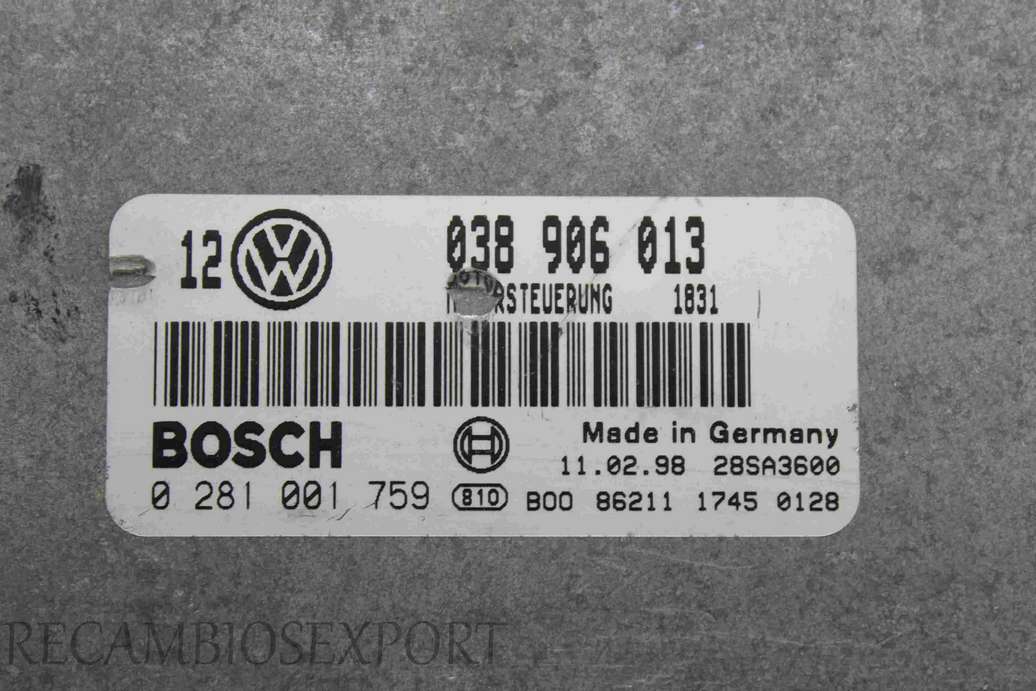 Centralita del motor Seat Ibiza Arosa Cordoba 038906013 038 906 013 Bosch 0281001759 0 281 001 759 - foto 2