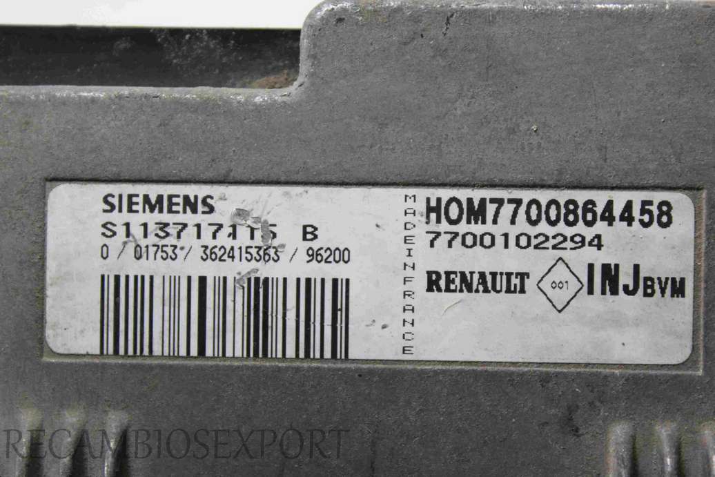 Centralita del motor Renault Laguna HOM7700864458 7700102294 Siemens S113717115B S113717115 B - foto 2