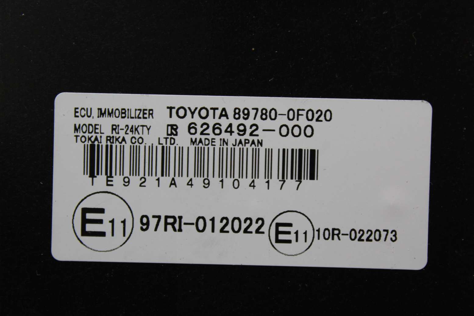 Modulo de control de inmovilizador Toyota Corolla Verso 897800F020 89780-0F020 626492000 626492-000 - foto 2