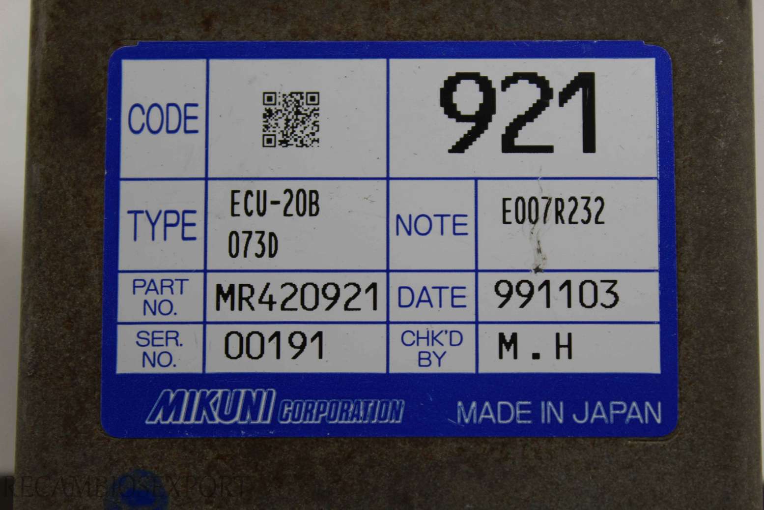 Dispositivo de control Mitsubishi Carisma MR420921 ECU-20B E007R232 - foto 2