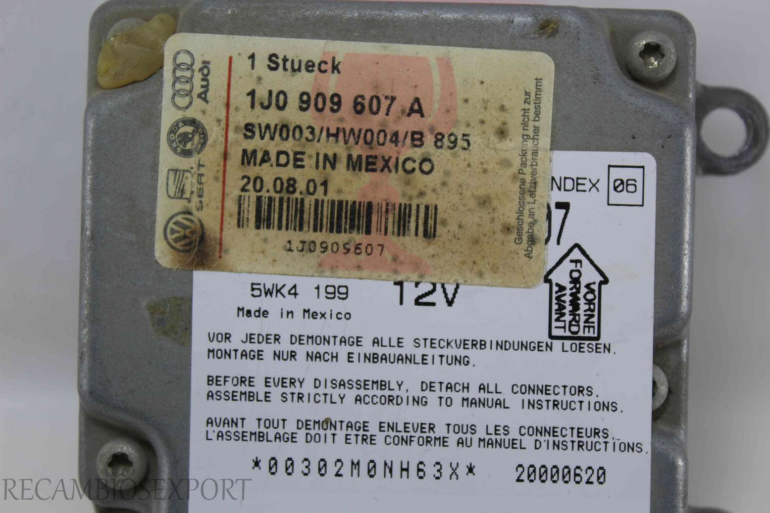 Centralita de airbag Volkswagen Audi Seat Skoda 1J0909607A 1J0 909 607 A - foto 2