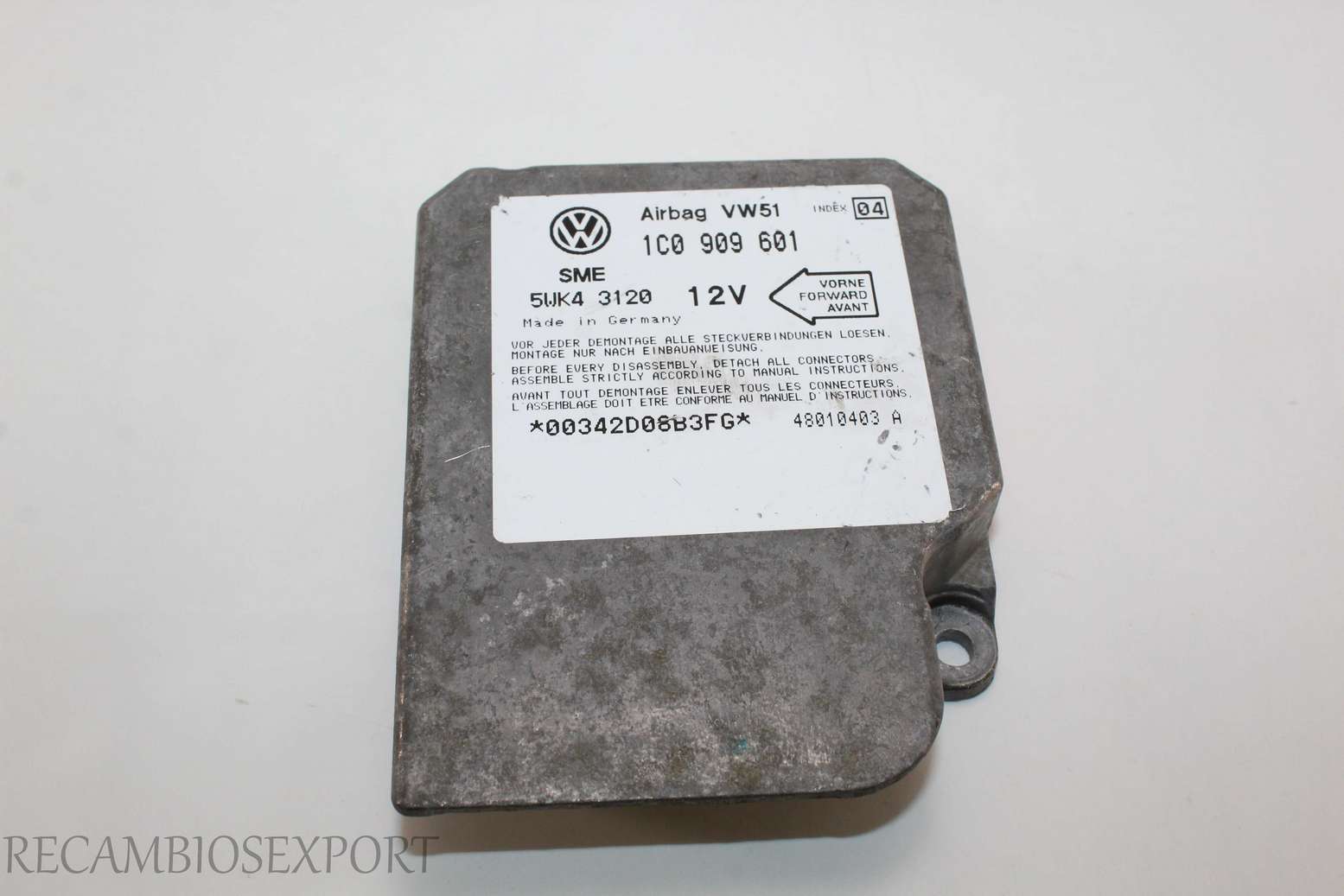 Centralita de airbag VW Golf Polo Skoda Fabia 1C0909601 1C0 909 601 Siemens 5WK43120 5WK4 3120 Ind. 04 - foto 1