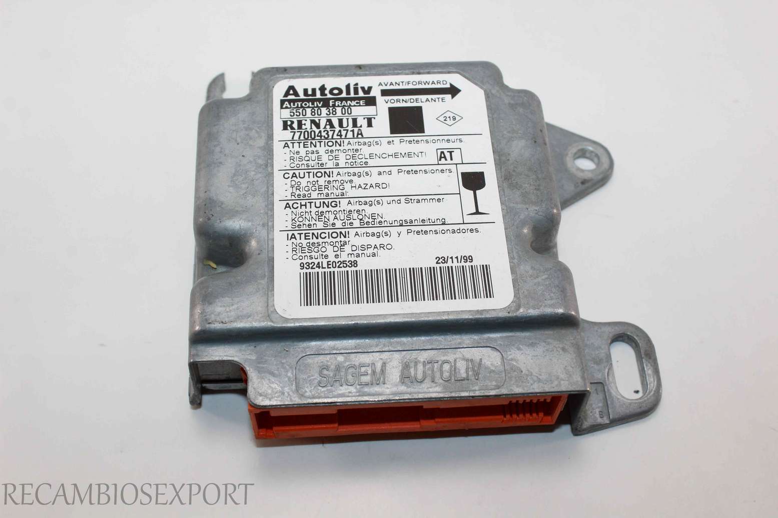 Centralita de airbag Renault Megane Scenic 7700437471A Autoliv 550803800 550 80 38 00 AT - foto 1