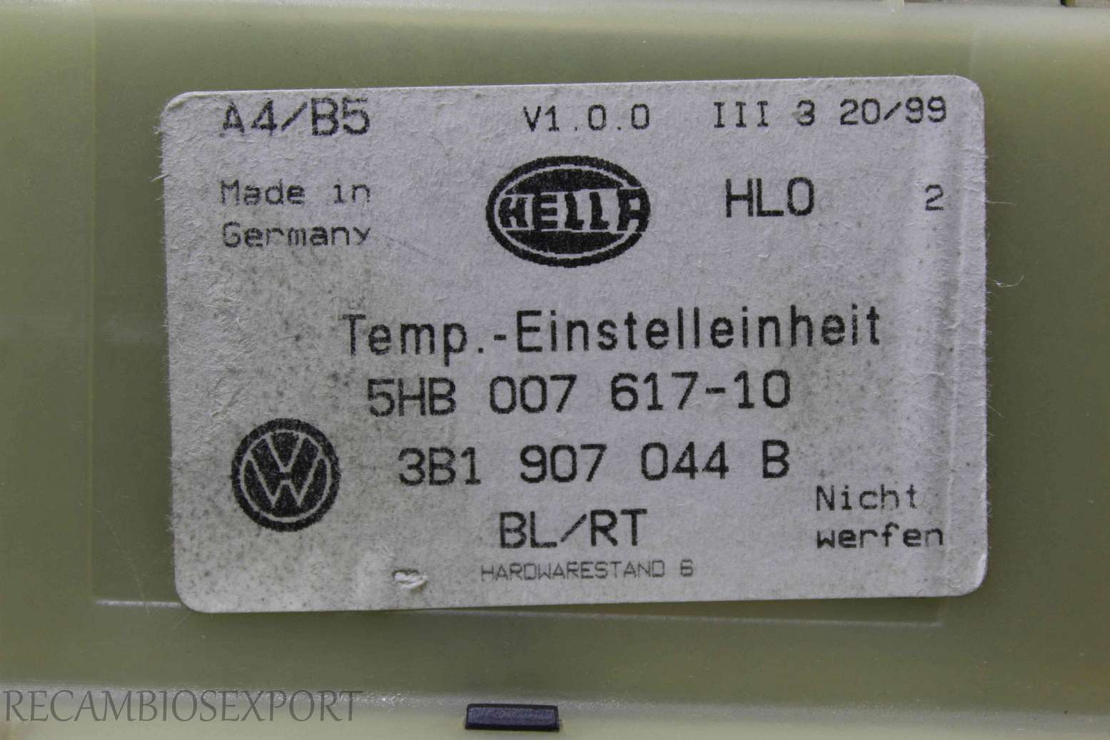 Panel de clima Volkswagen Passat 3B1907044B 3B1 907 044 B Hella 5HB00761710 5HB 007 617-10 - foto 3