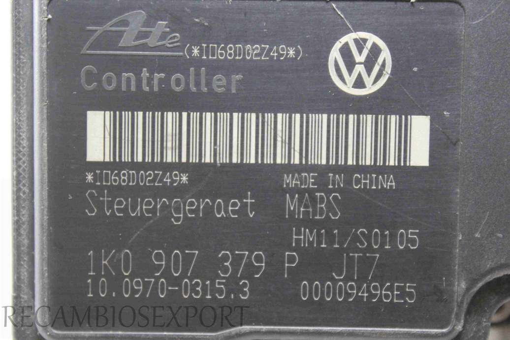 Modulo ABS VW Audi Seat Skoda 1K0614117H 1K0 614 117 H 1K0907379P 1K0 907 379 P ATE 10020701074 10.0207-0107.4 10097003153 10.0970-0315.3 00009496E5 - foto 3