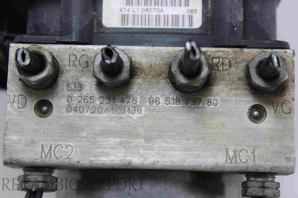 Modulo ABS Peugeot 307 9651873780 96 518 737 80 Bosch 0265231476 0 265 231 476 0265800390 0 265 800 390 - foto 2