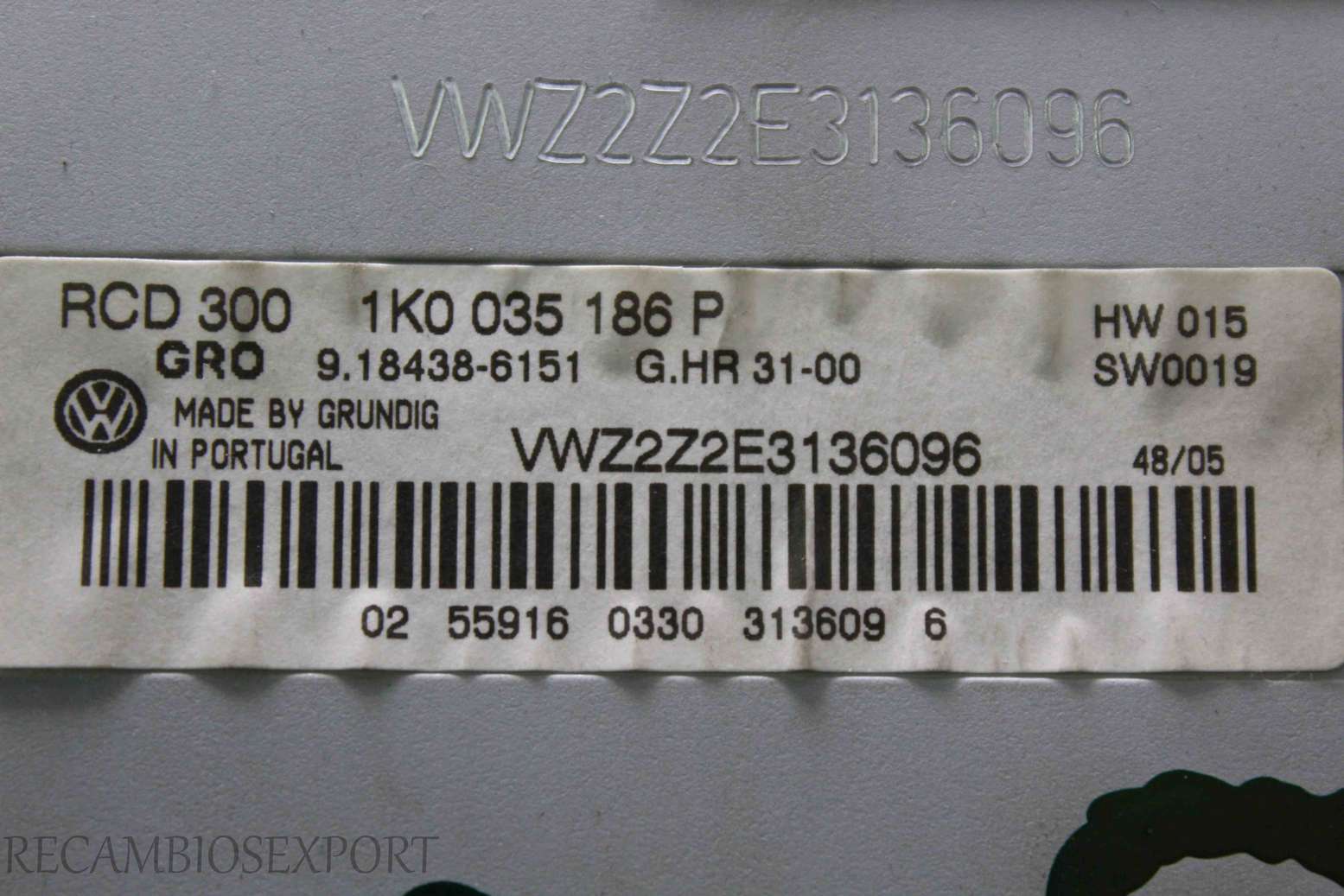Radio GPS display VW Passat Touran 1K0035186P 1K0 035 186 P GRO 9184386151 9.18438-6151 D 300 - foto 3
