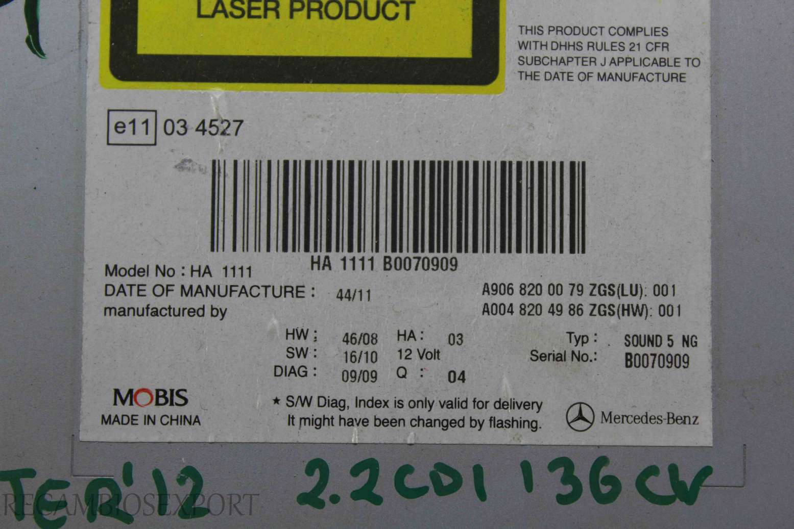 Radio GPS display Mercedes Sprinter A9068200079 A906 820 00 79 A0048204986 A004 820 49 86 B0070909 - foto 2