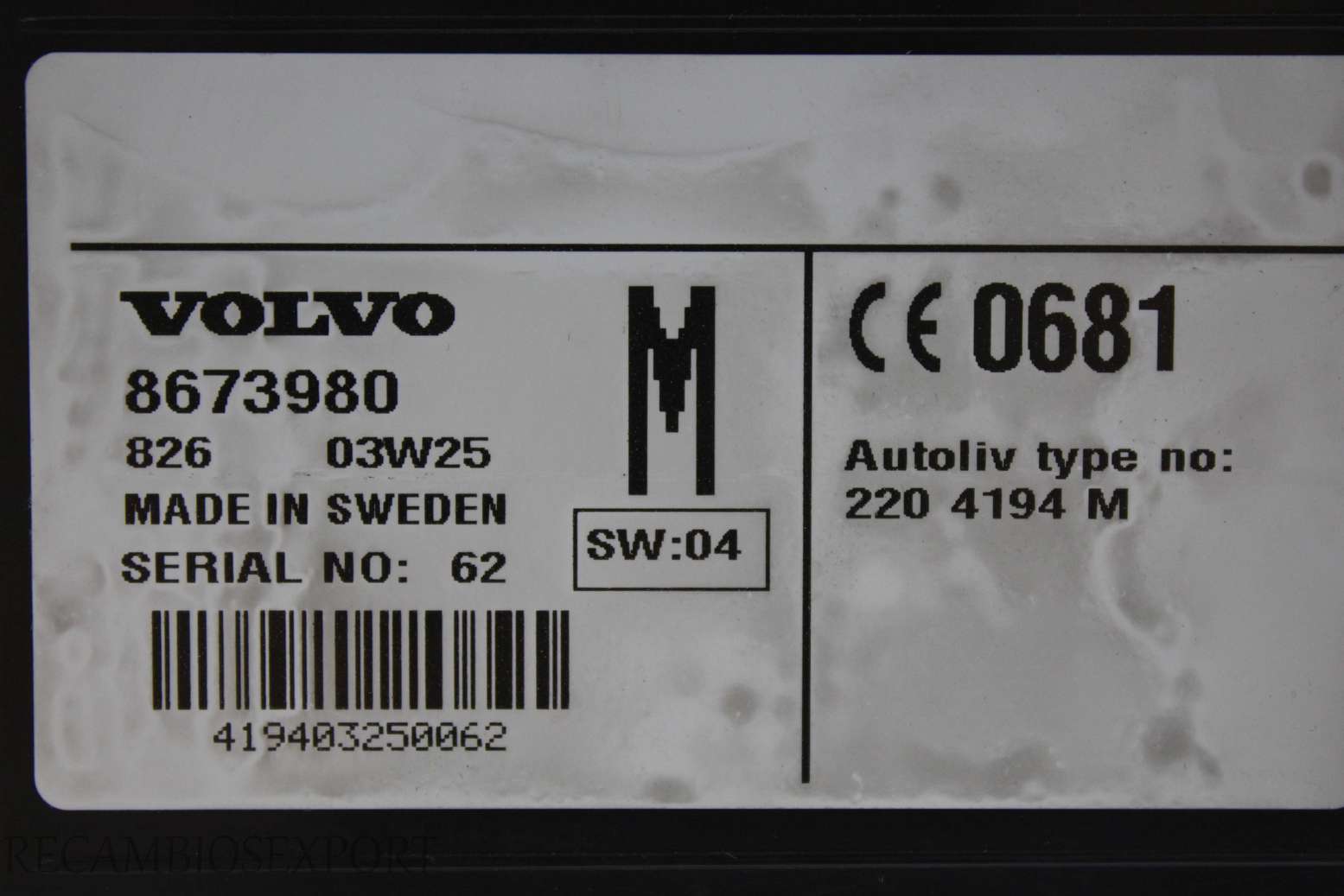 Radio GPS display Volvo V70 8673980 306576371 30657637-1 Autoliv 2204194M 220 4194 M - foto 3