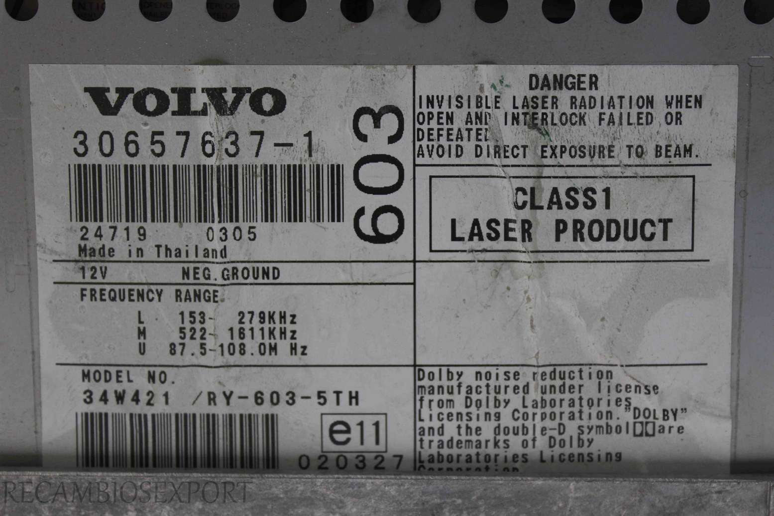 Radio GPS display Volvo V70 8673980 306576371 30657637-1 Autoliv 2204194M 220 4194 M - foto 4