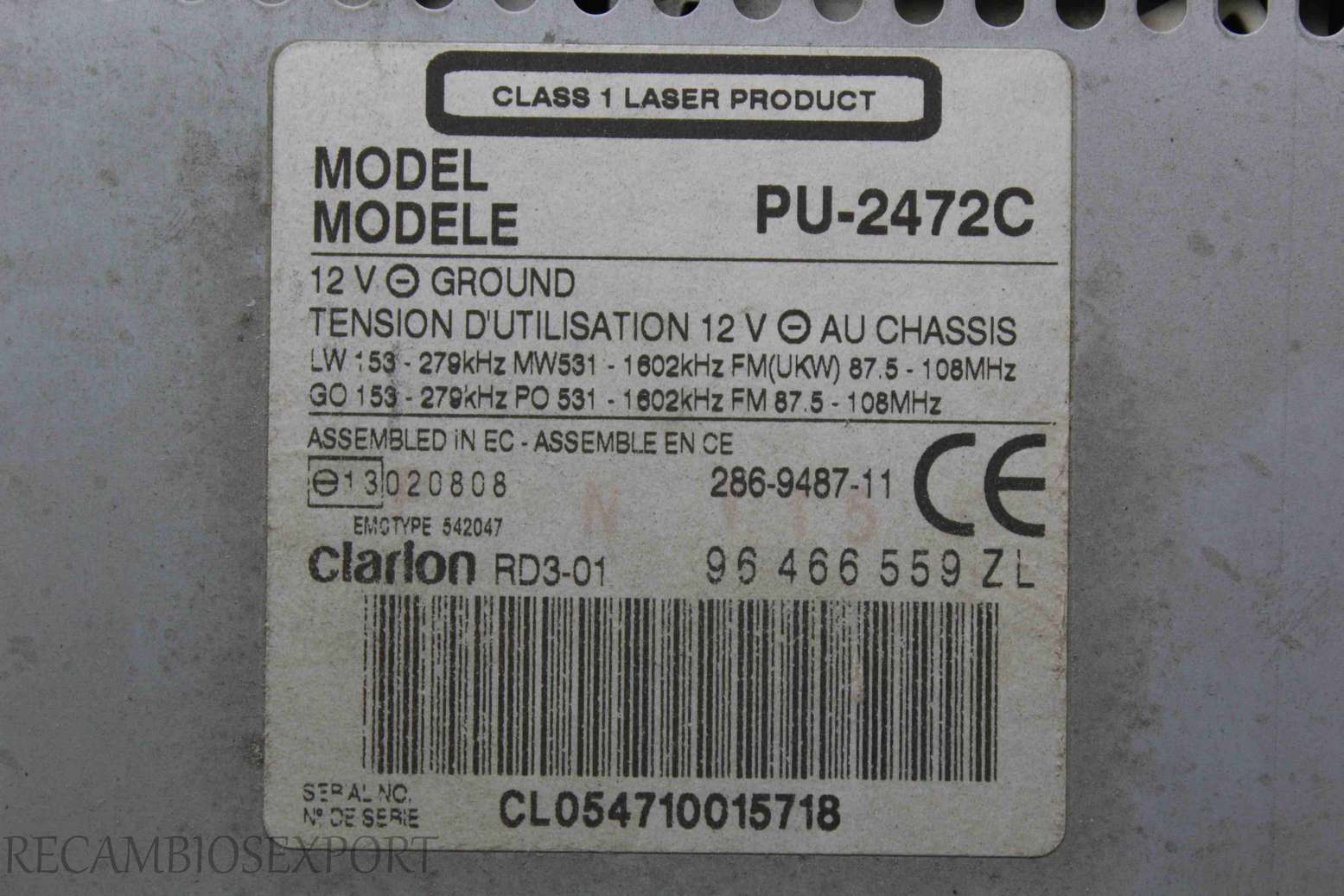 Radio GPS display Citroen Xsara 96466559ZL 96 466 559 ZL 96466559 ZL PU2472C PU-2472C 286948711 286-9487-11 - foto 3