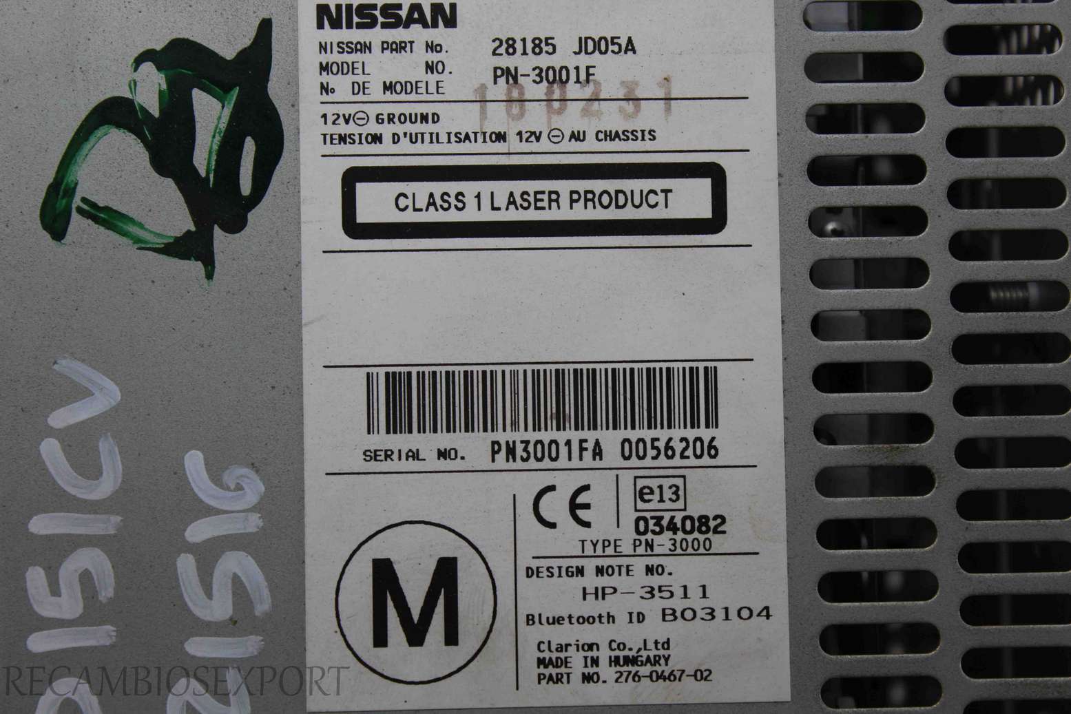 Radio GPS display Nissan Qashqai 28185JD05A 28185-JD05A PN3001F PN-3001F - foto 3