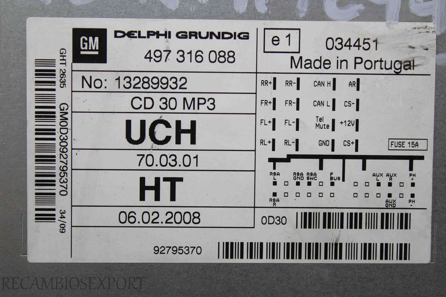 Radio GPS display Opel Zafira Corsa Vectra 497316088 497 316 088 13289932 Delphi - foto 3