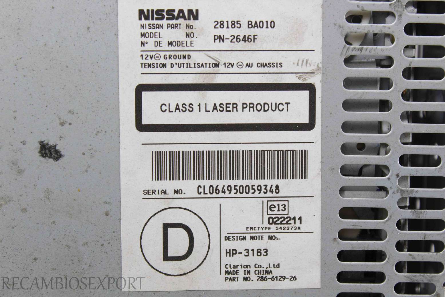 Radio GPS display Nissan Primera 28185BA010 28185 BA010 PN2646F PN-2646F - foto 4