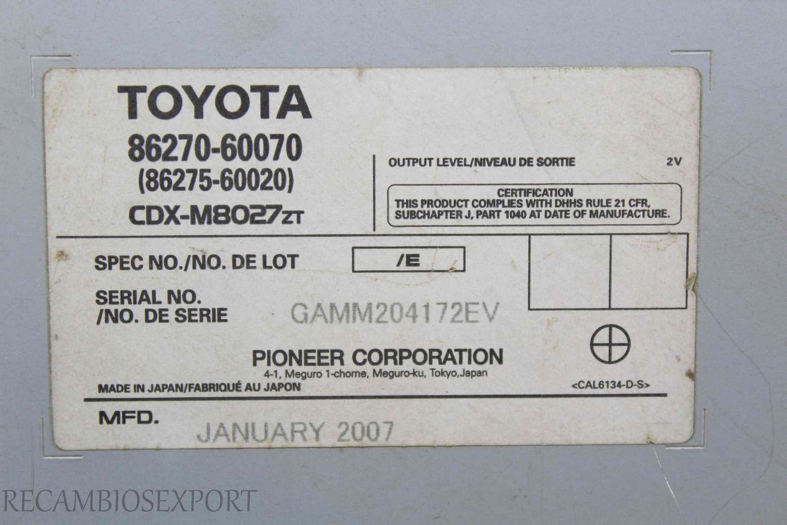 Radio GPS display Toyota Land Cruiser 8627060070 86270-60070 8627560020 86275-60020 CDXM8027ZT CDX-M8027ZT - foto 4