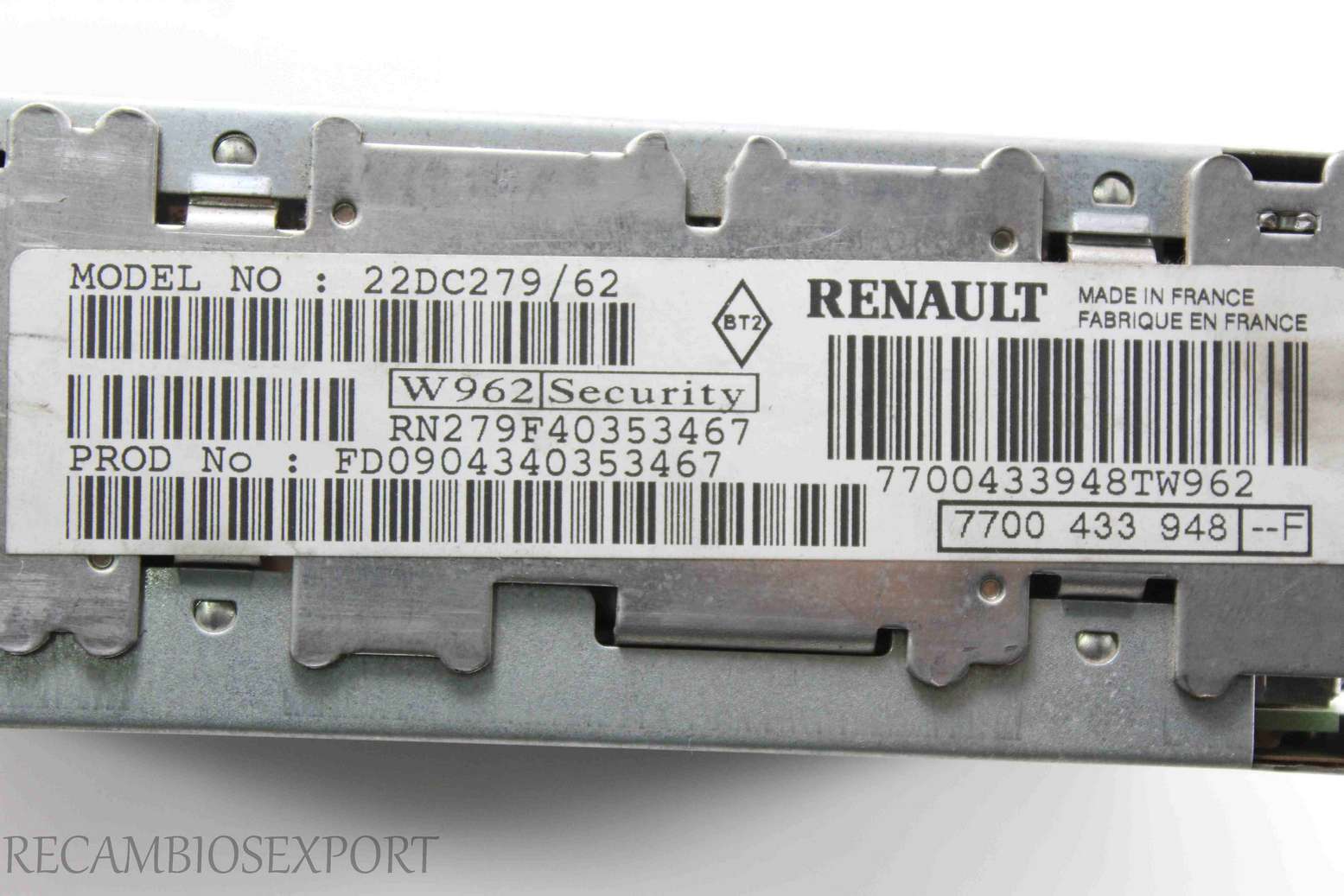 Radio GPS display Renault Master Scenic Kangoo 7700433948F 7700 433 948 F 7700433948TW962 7700433948 TW962 22DC27962 22DC279/62 - foto 3