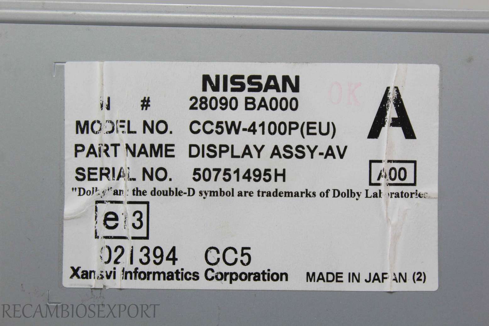 Radio GPS display Nissan Primera 28090BA000 28090-BA000 CC5W4100P CC5W-4100P 50751495H - foto 3