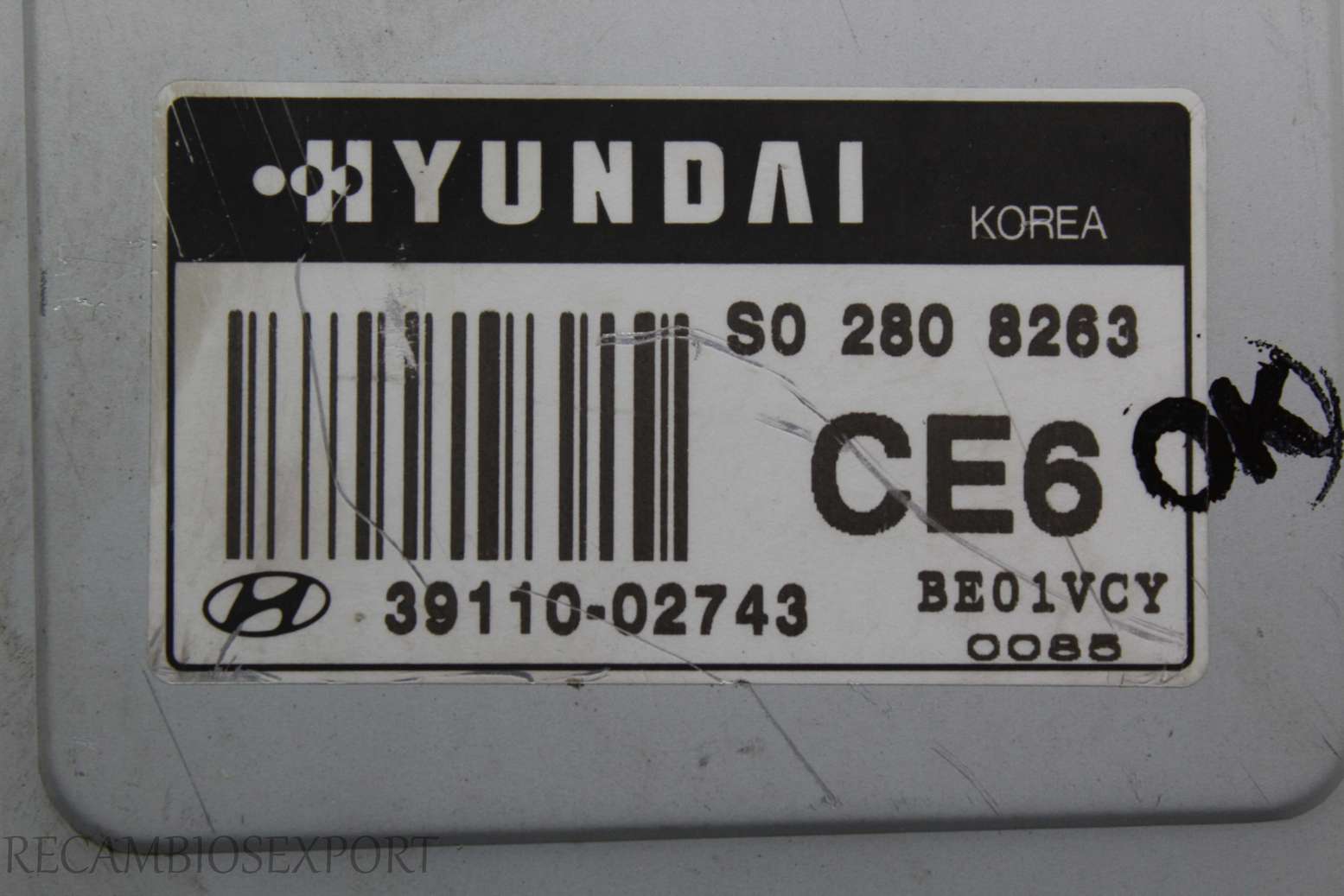 Centralita del motor Hyundai Atos Amica S02808263 S0 280 8263 3911002743 39110-02743 CE6 - foto 2