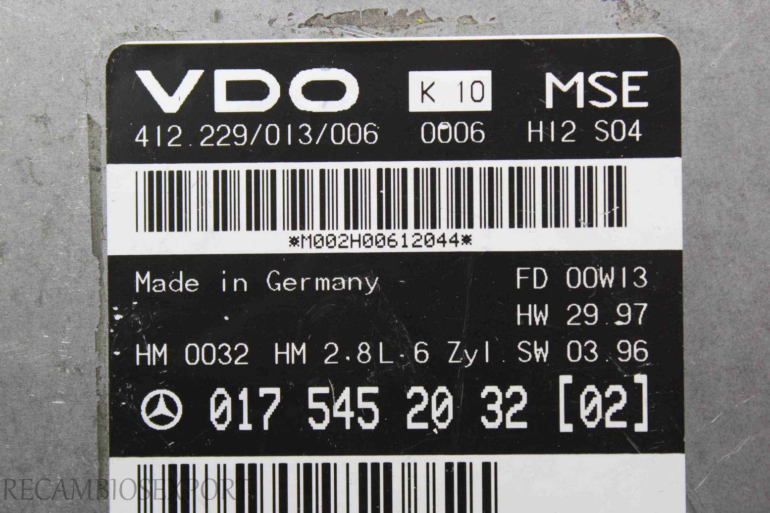 Centralita del motor Mercedes W210 0175452032 017 545 20 32 VDO 412229013006 412.229/013/006 - foto 2